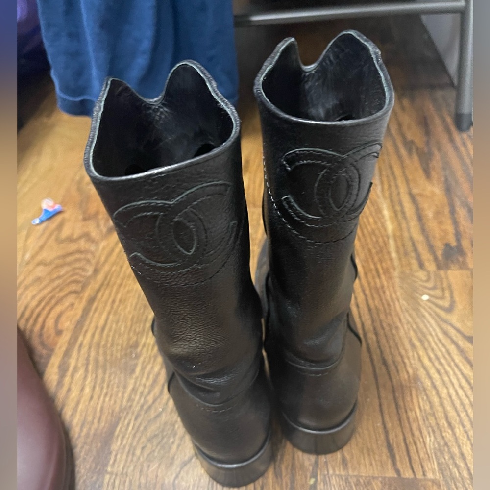 CHANEL cowboy boots 
Women size 7
Black leather